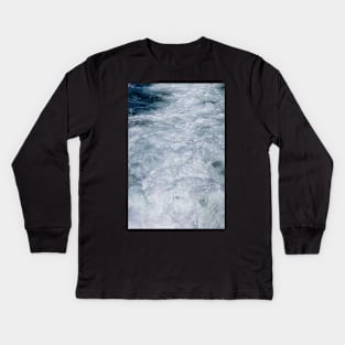 Seaspray, foam and turbulence from a boat's wake on route to the Farne Islands Kids Long Sleeve T-Shirt